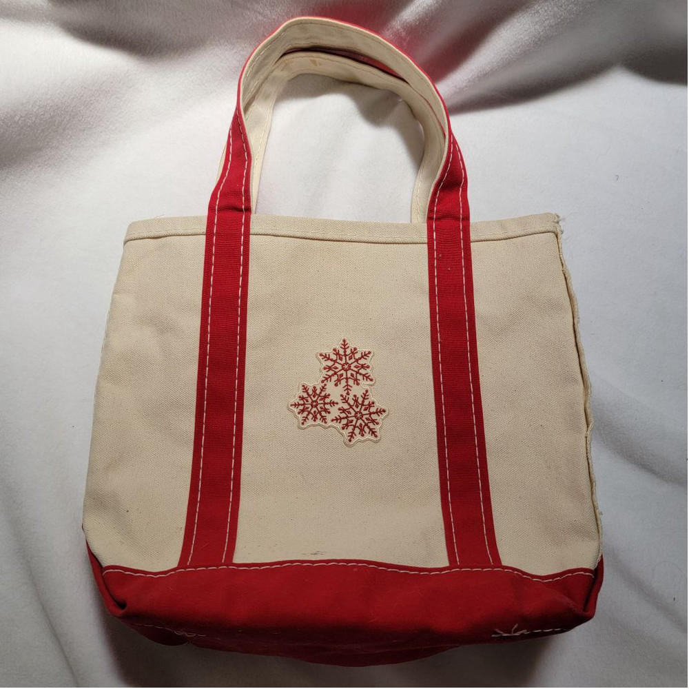 Ll BEAN EUC Rare Small Snowflake Boat and Tote - Red